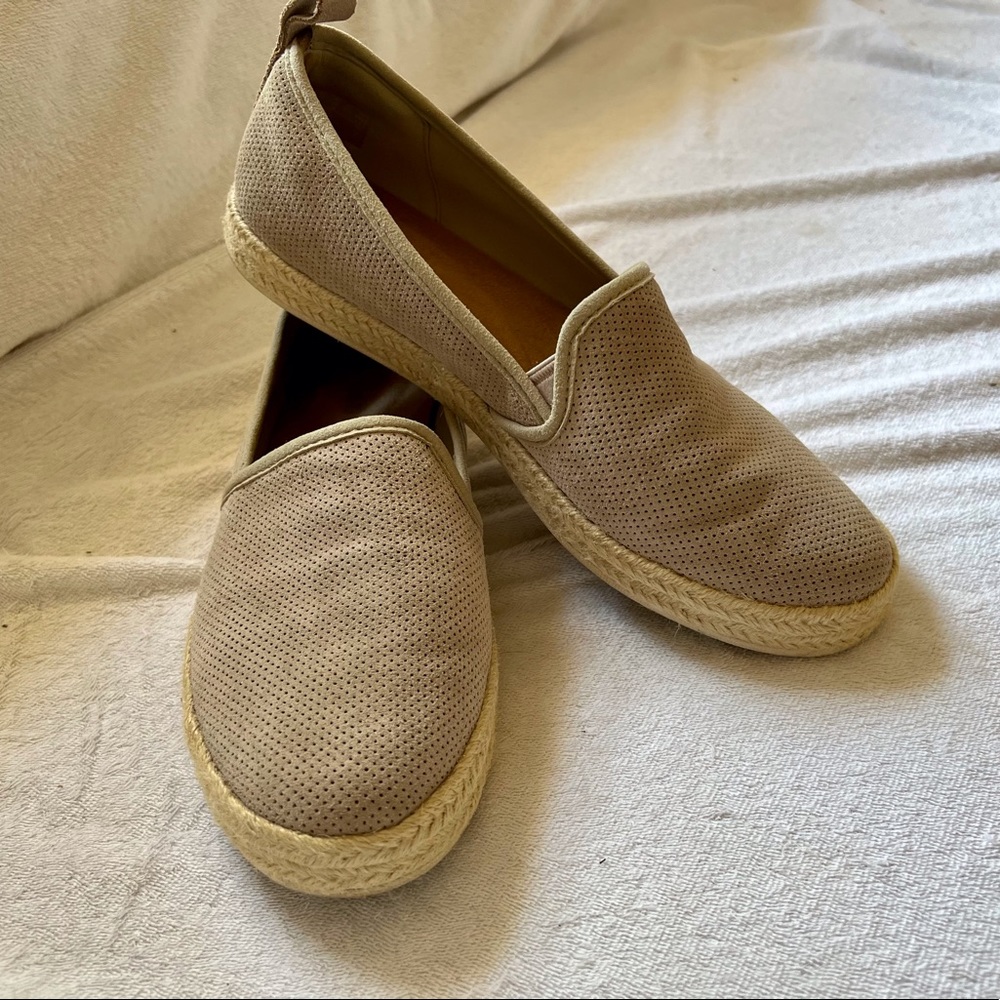 Clarks brand perforated suede espadrilles in women’s  10M.